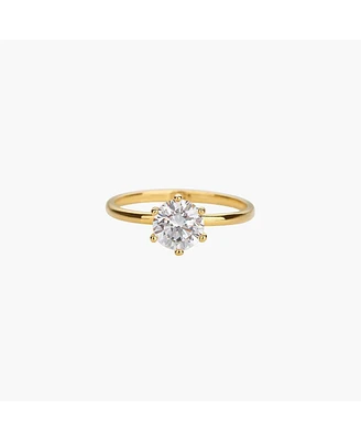 Sterling Silver 18k Gold Plated Sage Medium Cubic Zirconia Band Ring Size 7 – Bold Summer Ring, Sparkling Accent, Gift for Her