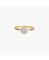 Sterling Silver 18k Gold Plated Sage Medium Cubic Zirconia Band Ring Size 7 – Bold Summer Ring, Sparkling Accent, Gift for Her