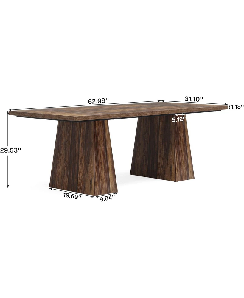 Tribesigns Dining Table for 6, Farmhouse Rectangular Table Kitchen Table with Double Pedestal, Wood Dinner Table Kitchen & Dining Room Furniture