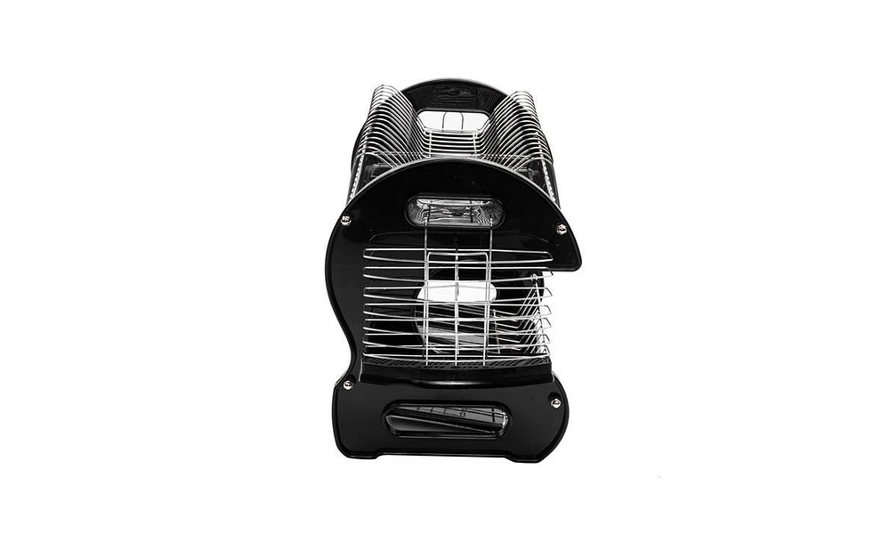 2-Tier Dish Drying Rack – Dual-Layer Dish, Bowl, and Utensil Organizer with Drain Tray, Black Steel