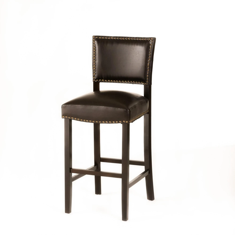 Contemporary Upholstered Bar Stool with Nailhead Trim,Rubberwood Legs,2PK-The Pop Home