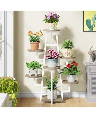 Tribesigns Wooden Corner Plant Pots Holder Rack Flower Stand Shelf Planter Organizer,7 Tier Indoor