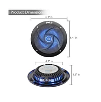 Pyle 5.25" Waterproof Marine Led Speakers - Low Profile, 2-Way, 180W (PLMRS53BL), Blue Led