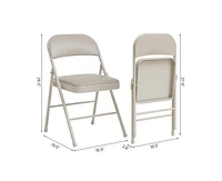 Pack Beige Folding Chairs With Padded Cushion and Back, Folding Chairs for Outside, Foldable Chairs With Metal Frame Hold Up to 350 Lbs