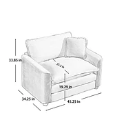 Streamdale Furniture Mid-Century Modern Sectional Set of Two, One 3-Seater Sectional and One Single-Seater Sectional with 2 Arm Pillows and 4 Throw Pi