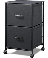 2 Drawer Mobile File Cabinet, Rolling Printer Stand, Fabric Vertical Filing Cabinet fits A4 or Letter Size for Home Office