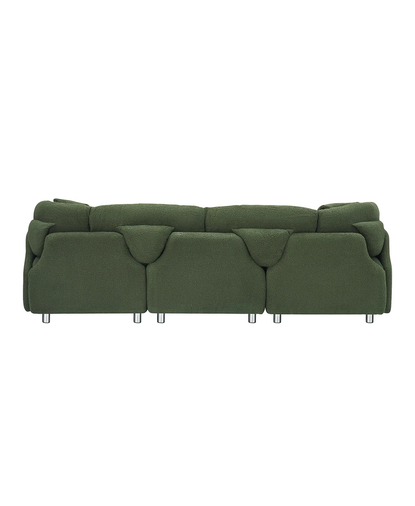 95.3 inches velvet two throw pillows, spacious and comfortable 3 seat sofa