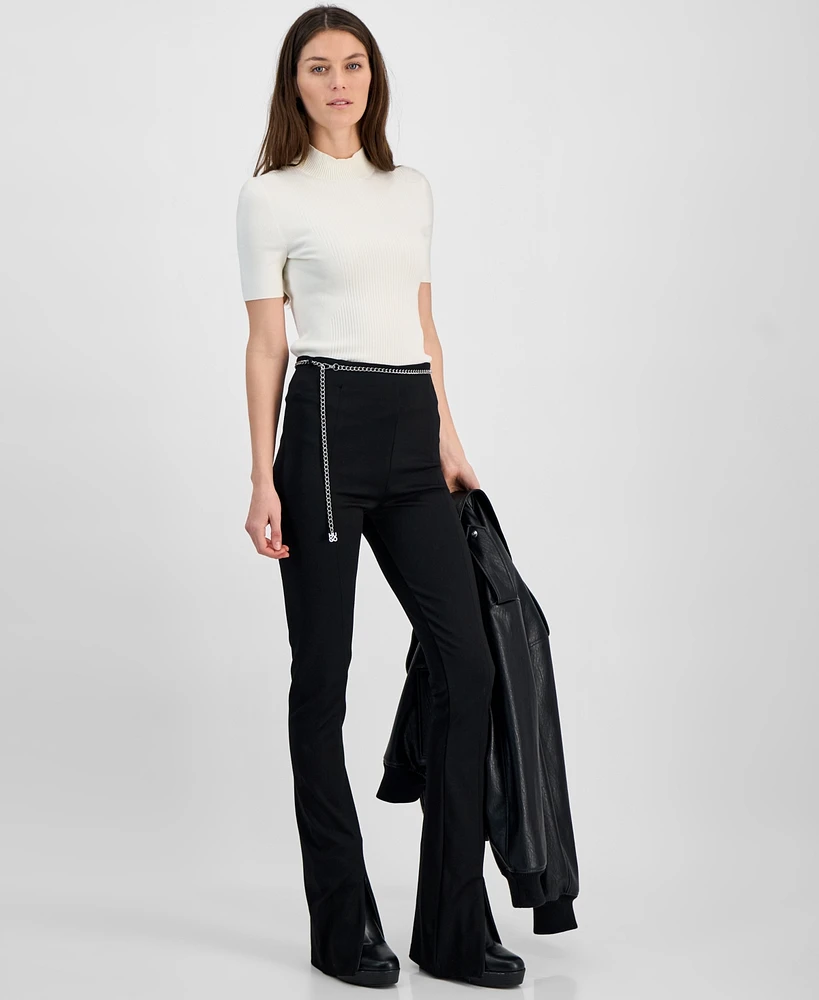 Hugo Women's High-Rise Chain-Belt Bootcut Pants