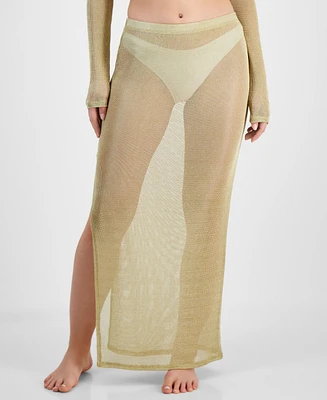 Miken Juniors' Metallic Mesh Skirt Cover-Up, Exclusively at Macy's