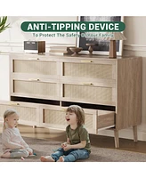 gaomon 6 Drawer Rattan Dresser