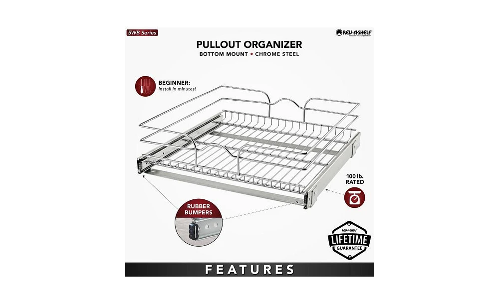Rev-a-Shelf Kitchen Cabinet Pullout Shelf Organizer, 21 x 20 In, 5WB1-2120CR-1