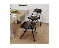 Dining Chairs Set of 4, Foldable Dining Chairs with Metal Frame Hold Up to 350 Pounds, Portable Kitchen Chair Suitable for Dining Room