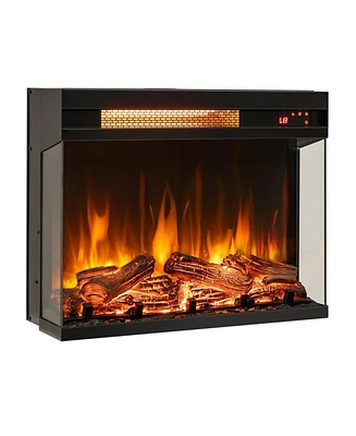 23 Inch 3-Sided Electric Fireplace 1500W Recessed Fireplace Insert
