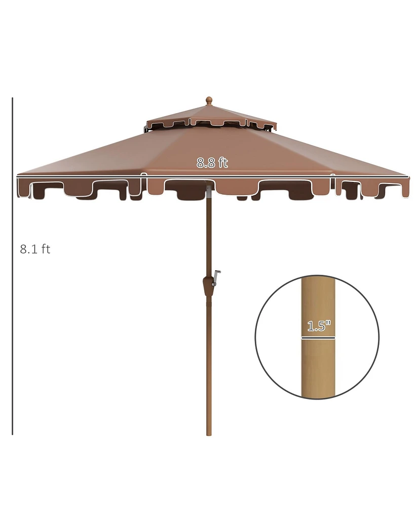 Outsunny 9' Patio Umbrella with Tilt and Crank, Outdoor Umbrella,