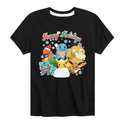 Pokemon Big Boys Happy Holidays Graphic Tee