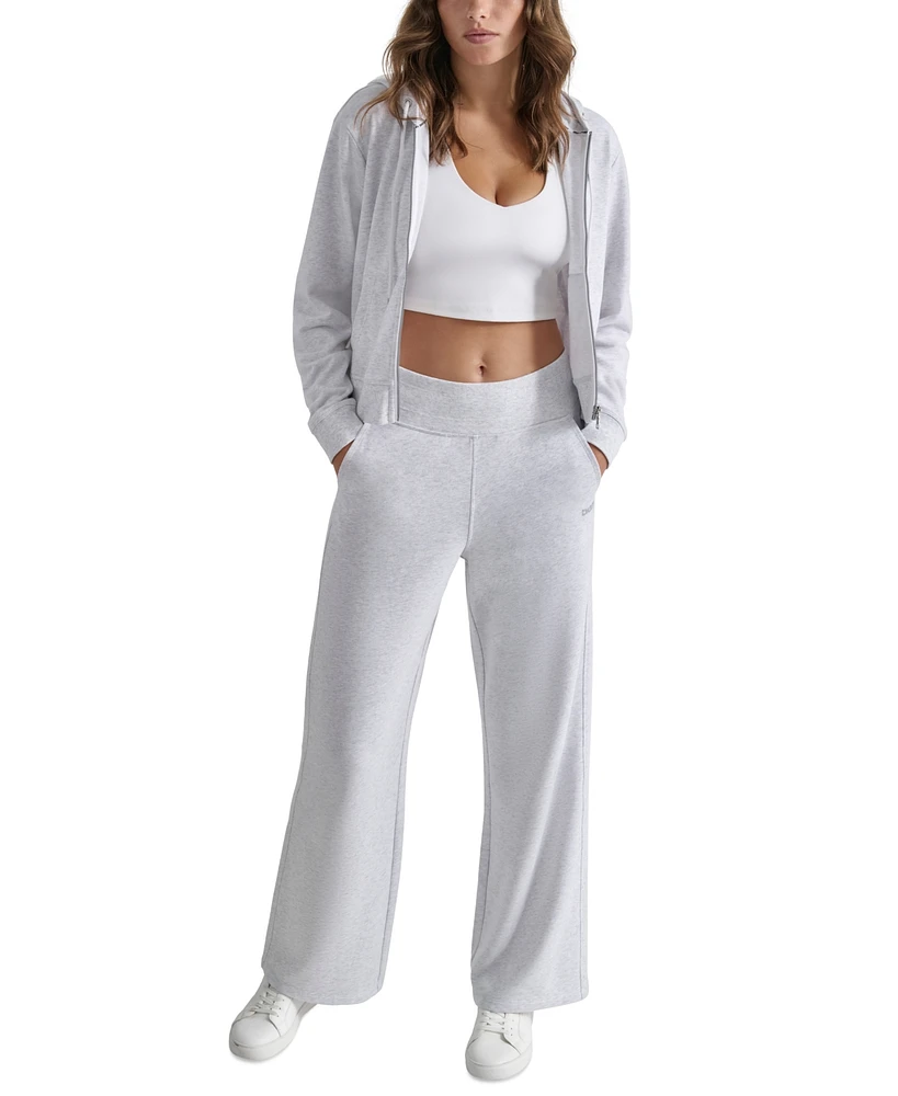 Dkny Sport Women's Studded-Logo Full-Zip Fleece Hoodie