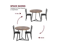 Round Dining Table Set for 2,Kitchen Chairs of 2, Small Room with 2 Upholstered Chairs, Dinette Place,Apartment,