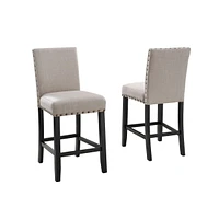 Set of 2 Counter Height Stools with Nailhead Trim-The Pop Home