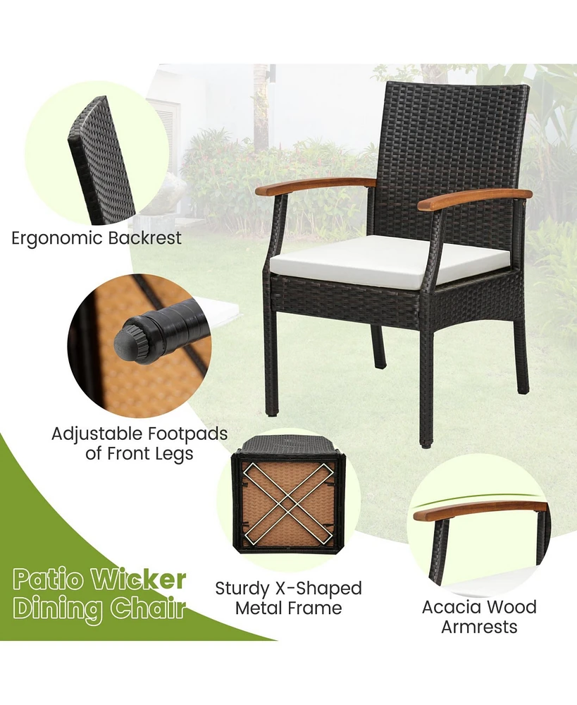 Gouun 5 Pieces Patio Wicker Chair and Dining Table Set with 2 Inch Umbrella Hole