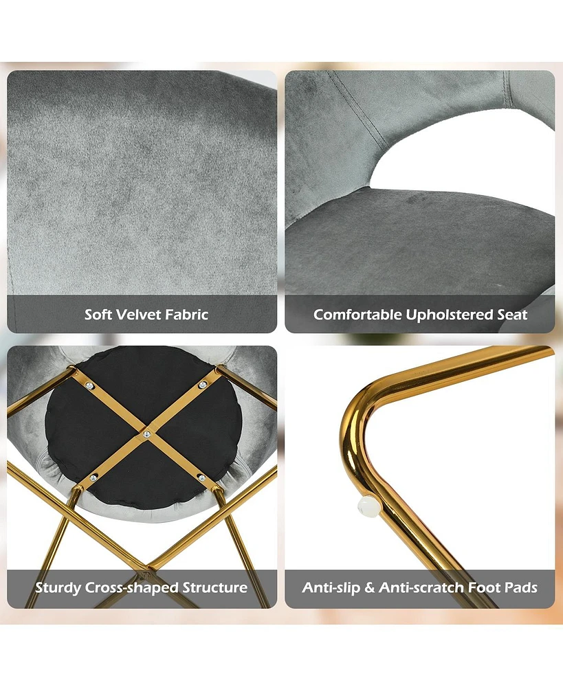 Gouun Modern Accent Velvet Dining Arm Chair with Metal Legs and Soft Cushion