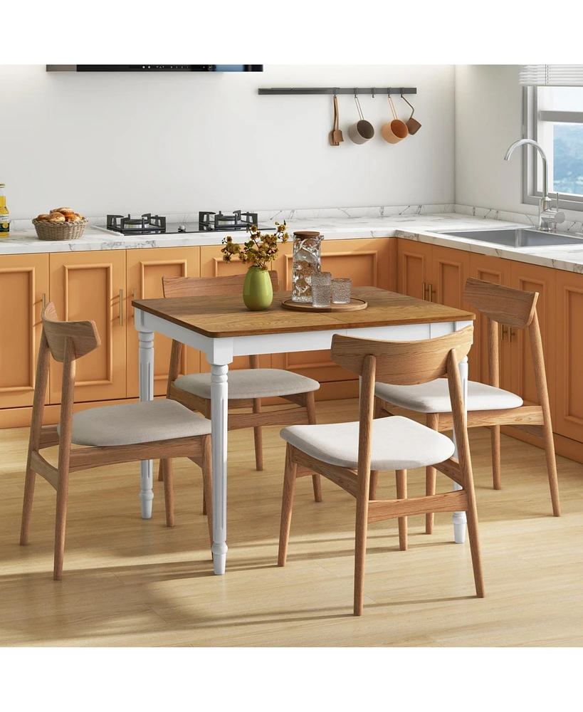 Gouun Extendable Dining Table with Rubber Wood Legs for 4-8 People