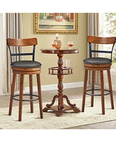 Gymax Set of BarStool 30.5'' Swivel Pub Height Dining Chair with Rubber Wood Legs
