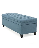 Button-Tufted Storage Ottoman with Soft-Close Lid, for Bedroom, Living Room, Entryway-The Pop Home