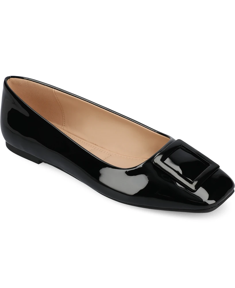 Journee Collection Women's Zimia Buckle Square Toe Ballet Flats