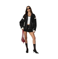 Edikted Womens North Star Faux Leather Jacket