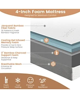 Gouun 4 Inch Tri-fold Cool Gel Memory Foam Mattress-Queen Size