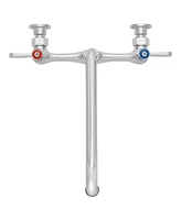 Gridmann Commercial Wall Mount Sink Faucet, 8" Center with 10" Swivel Spout, Nsf, Dual Lever Handles, Brass Construction, Chrome Polished Fi