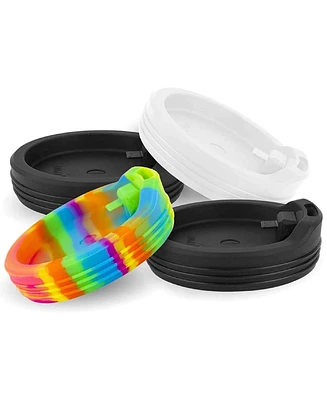 Lids 4 pk: Kids Tumblers & Wine Glasses -Bouncy Black(2),Frosted White,Hippie Hops
