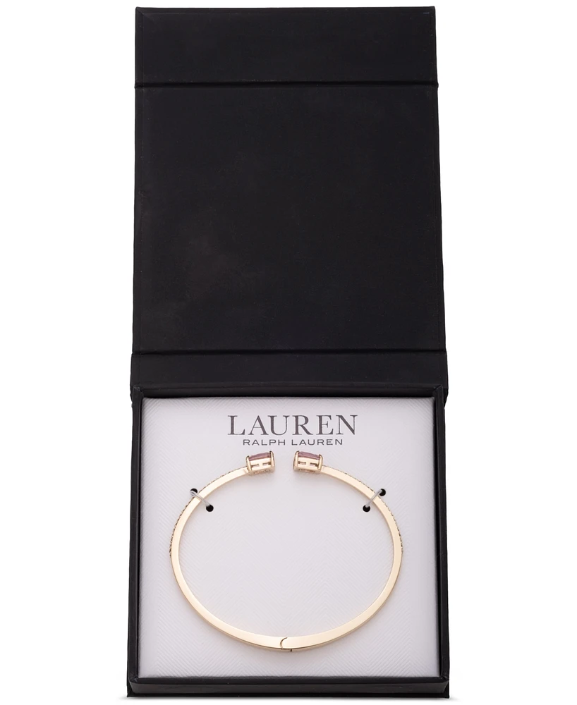Lauren Ralph Gold-Tone Square Stone Bangle Bracelet