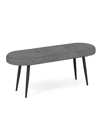 Gymax 47'' Upholstered Entryway Bench w/ Padded Seat & Heavy-duty Metal Frame