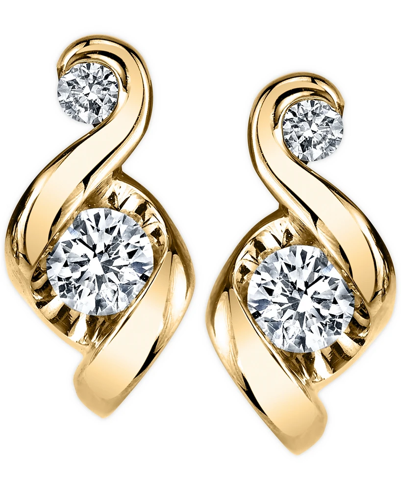 Proud Mom Diamond Swirl Stud Earrings (1/4 ct. t.w.) in 14k Gold or White Gold