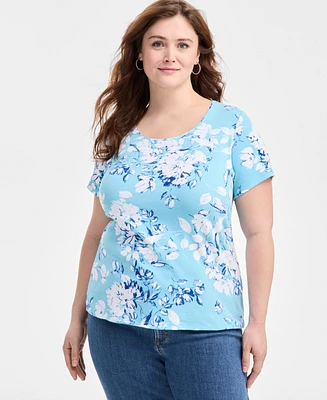 Style & Co Plus Printed Scoop-Neck Top