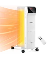 1500W Oil Filled Radiator Heater with Remote Control 3 Modes 24H Timer Indoor