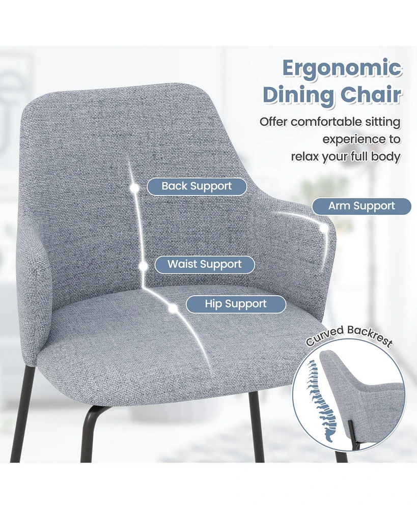 Gouun Dining Chairs Set of 2 with Curved Backrest Wide Seat and Armrests