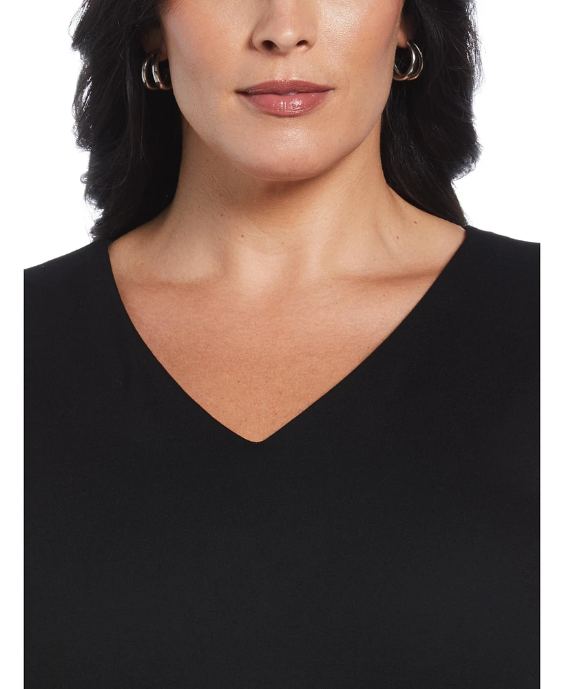 Rafaella Plus Gabardine V-Neck Sleeveless Sheath Dress