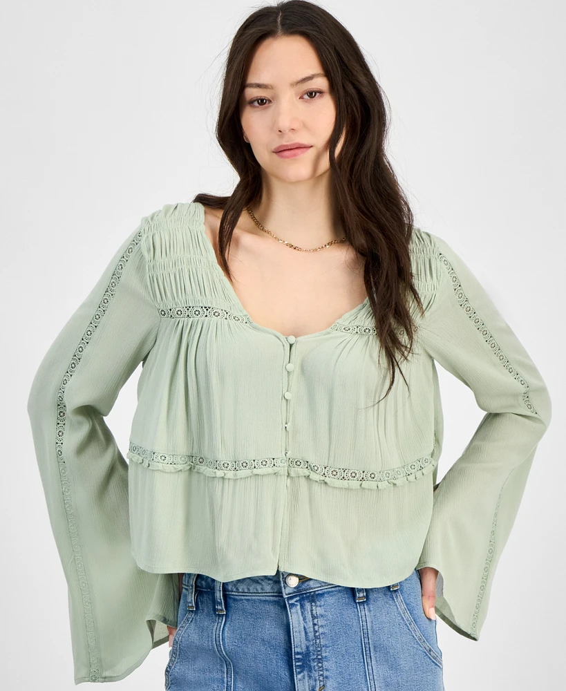 Self Esteem Juniors' Peasant Long Sleeve Top