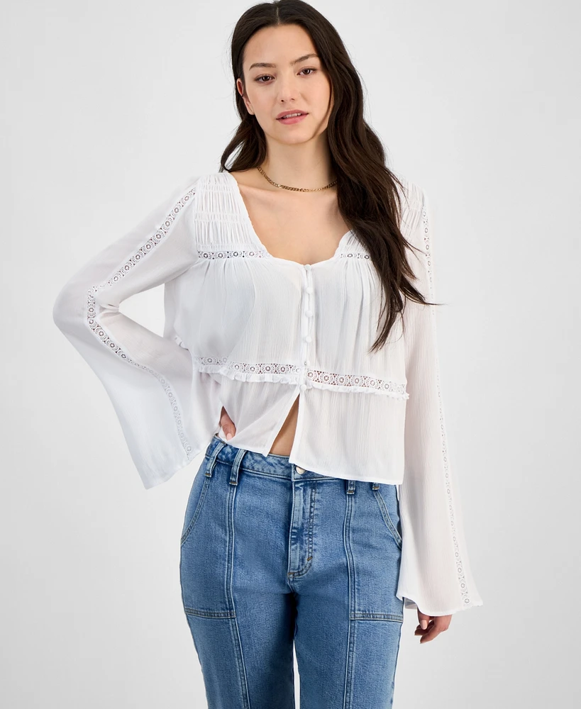 Self Esteem Juniors' Peasant Long Sleeve Top