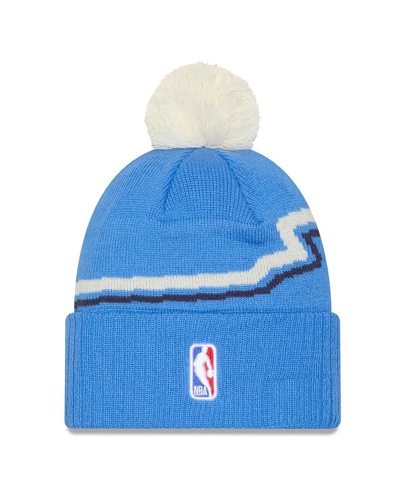 New Era Men's Blue Milwaukee Bucks 2024/25 City Edition Cuffed Knit Hat with Pom