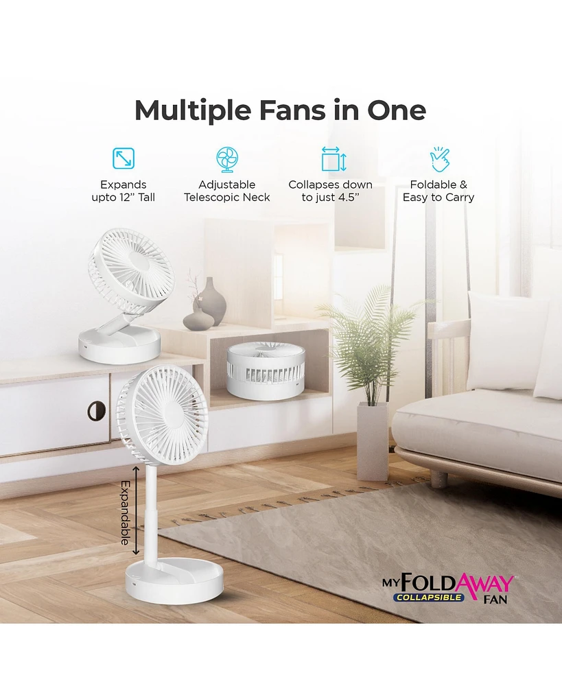 2- in-1 Adjustable Height 11.8 in. Unique Foldable and Portable Mini Table Pedestal Fan