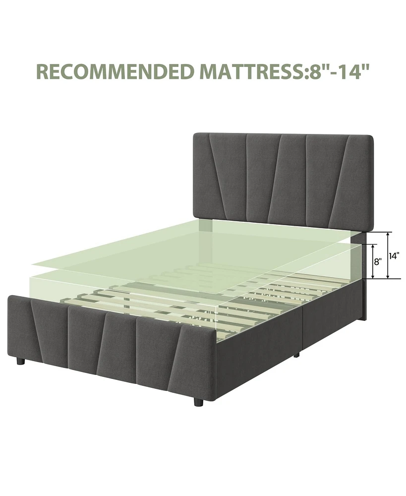 gaomon Twin Size Bed Frame with Adjustable Headboard and 4 Storage Drawers