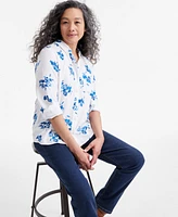 Style & Co Women's Printed Button-Front Perfect Shirt, Exclusively at Macy's