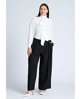 Eloquii Women's Dramatic Neck-Tie Blouse