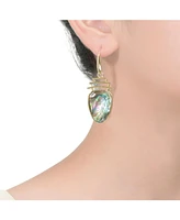 Genevive Sterling Silver 14K Gold Plated Abalone Pear Drop Hook Earrings