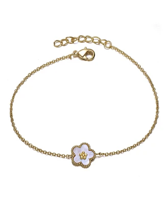 Elegant 14k Gold Plated Flower Charm Bracelet