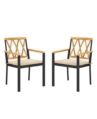 Gouun Set of 2 Patio Dining Chairs with Removable Padded Cushions-18 Inches