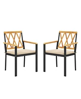 Gouun Set of 2 Patio Dining Chairs with Removable Padded Cushions-18 Inches